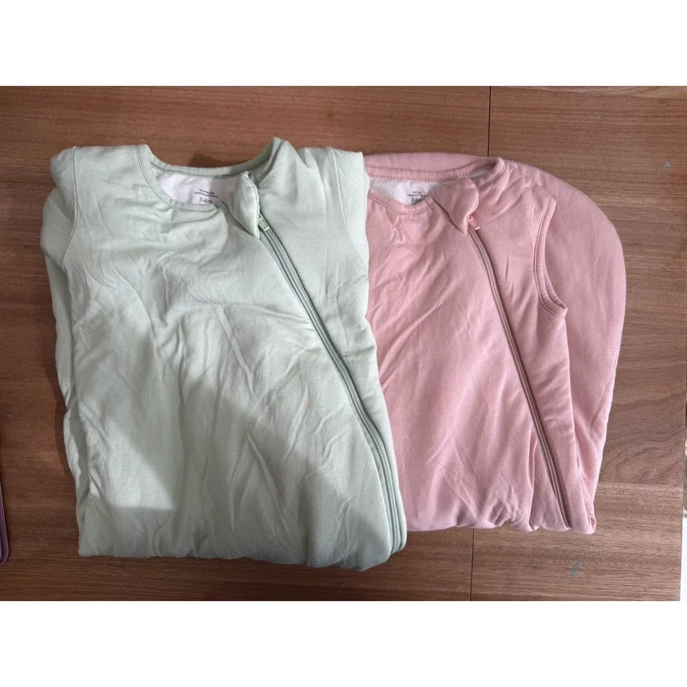 PurComfy LuxeDream Sleep Sacks 3-6M 1.0 TOG Lot 2 Pink Sage Zip Wearable Blanket